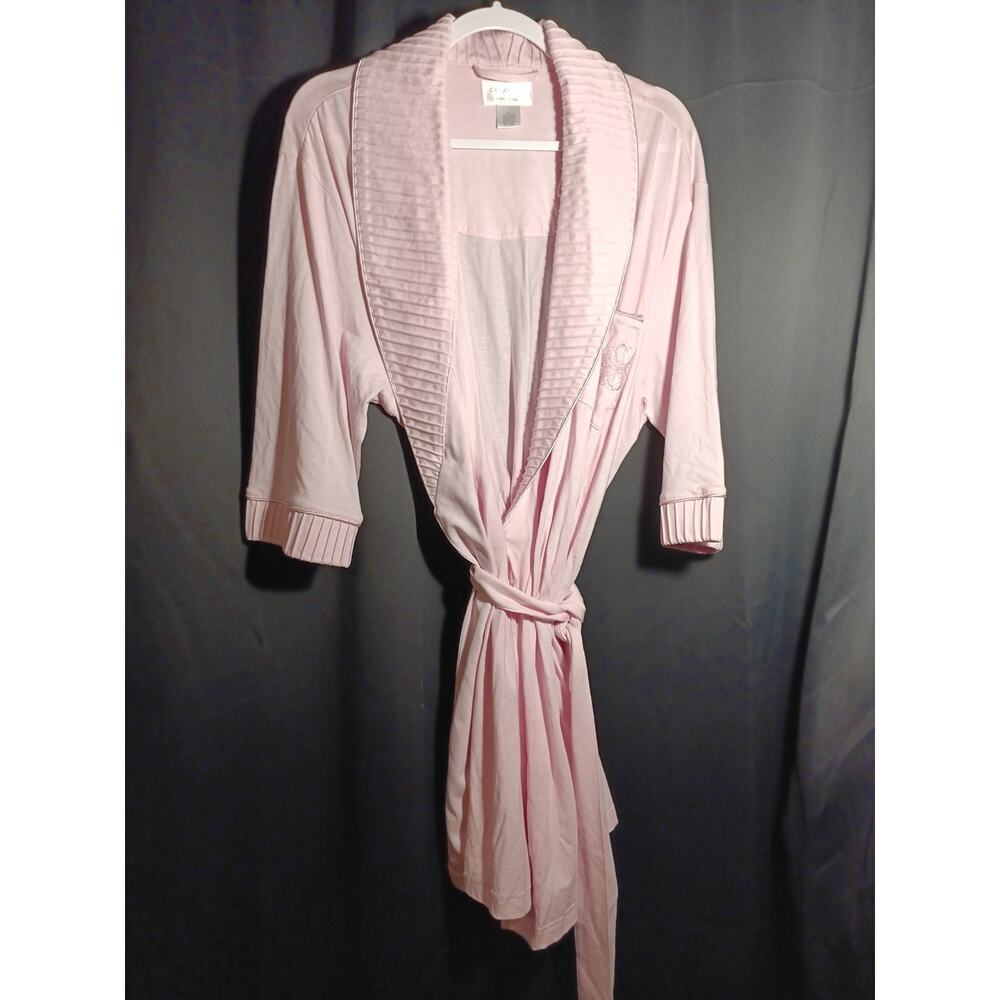 Cabernet Pink Cotton Robe Women’s Large Long Belted Chest Pocket Loungewear